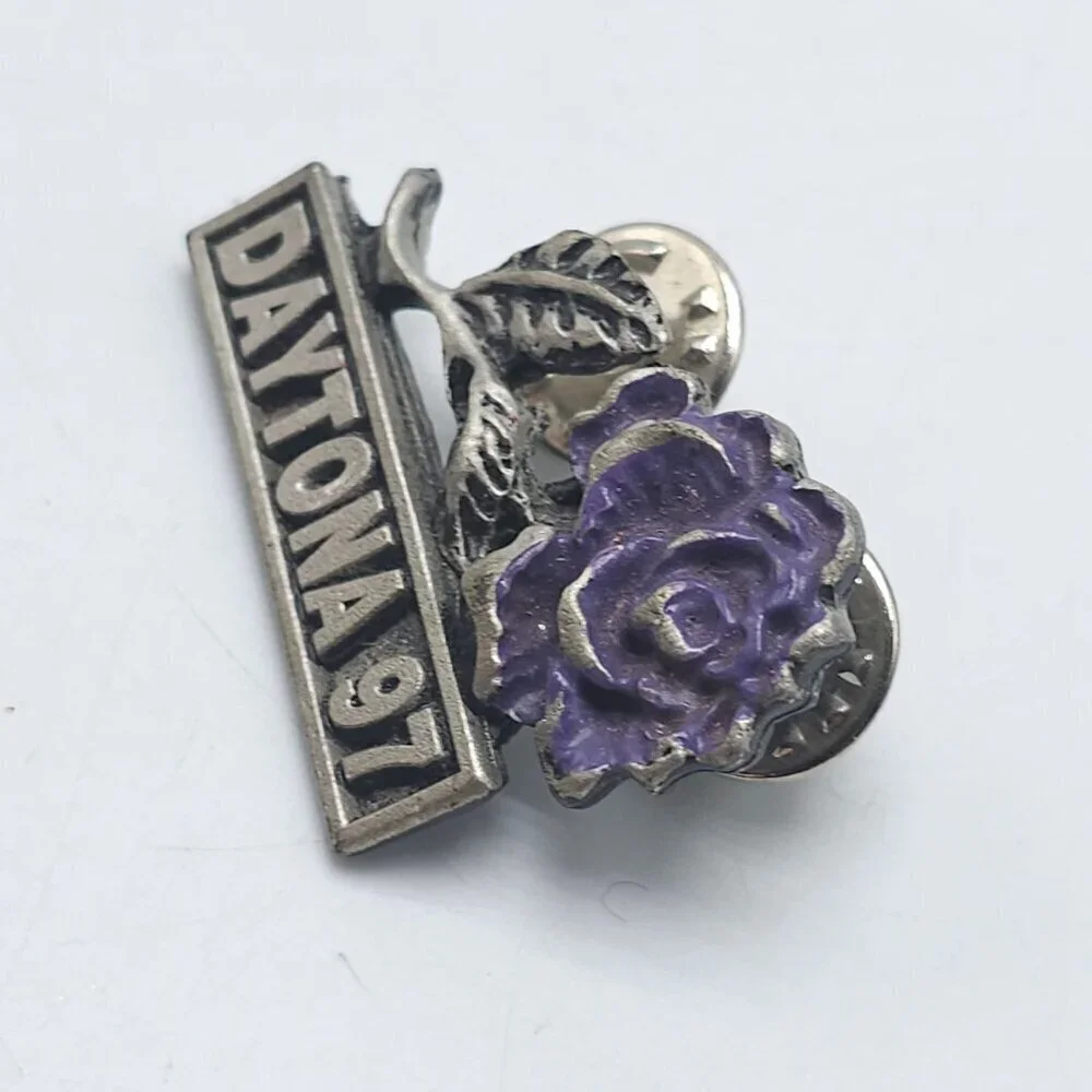 Daytona 1997 Purple Rose Lady Biker Lapel Pin